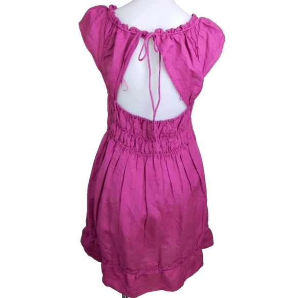 Anthropologie Smocked Waist Linen Mini Dress - Picture 3 of 5